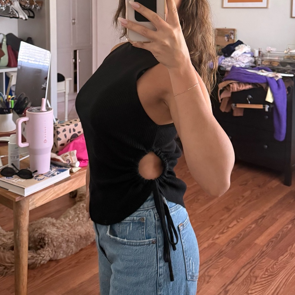 Black Mock Neck Top - Picture 2 of 5